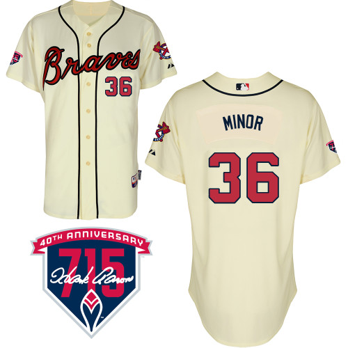 Mike Minor #36 Youth Baseball Jersey-Atlanta Braves Authentic Alternate 2 Cool Base MLB Jersey